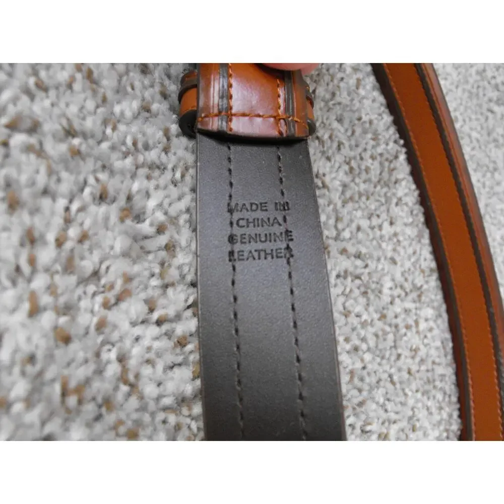 Florsheim 5-2096 Cognac Leather Belt Double Ribbed Sz 34 Classic Dress